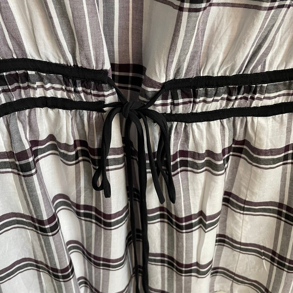 Veronica Beard Shirt Dress Marcy Plaid Sz 4 Tie Waist Convertible Sleeve Preppy - Picture 6 of 13